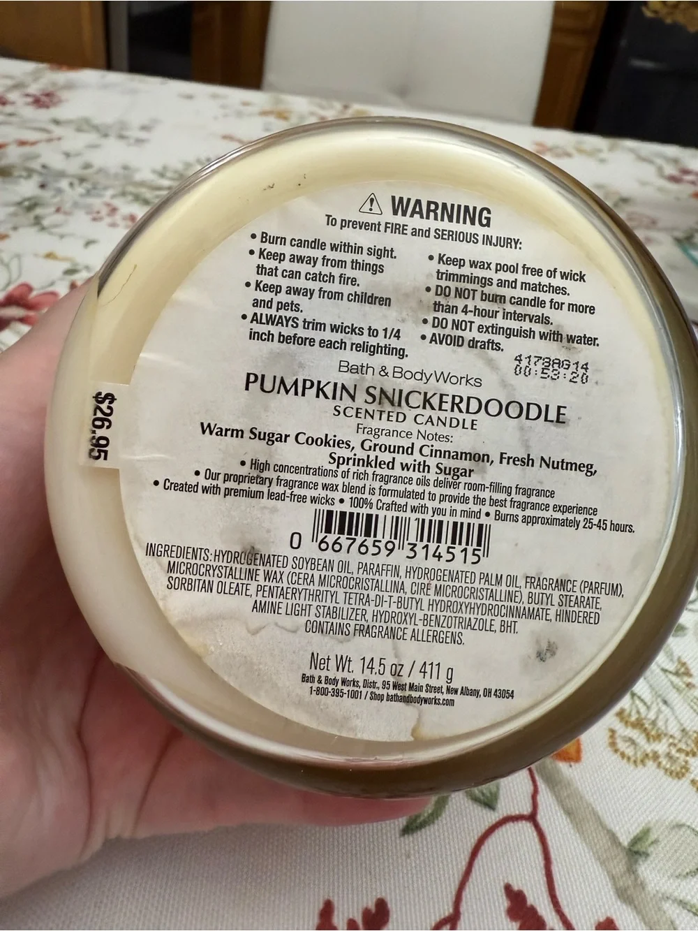Bath & Body Works Pumpkin Snickerdoodle Scented Candle